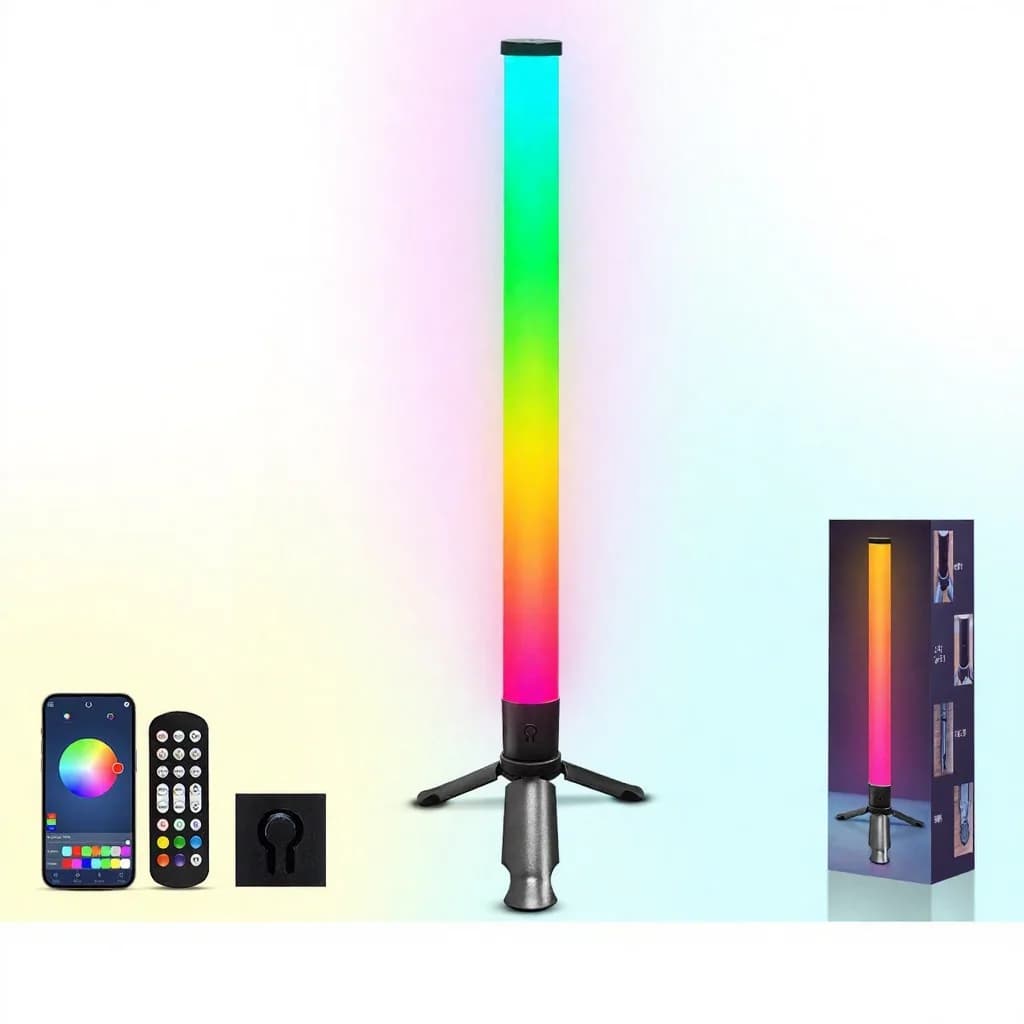 LED ambientalna svetilka s trinožcem, sinhronizacija z glasbo in RGB