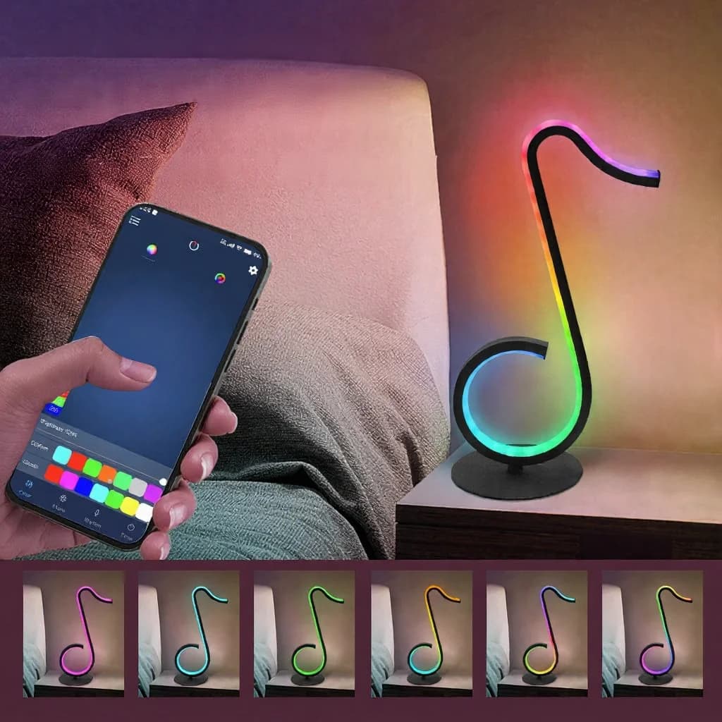RGB namizna svetilka v obliki note z daljincem, USB