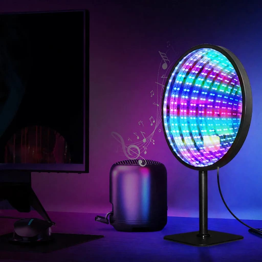 Okroglo akrilno ogledalo neskončnosti 3D svetloba globine USB RGB svetilka za ozračje