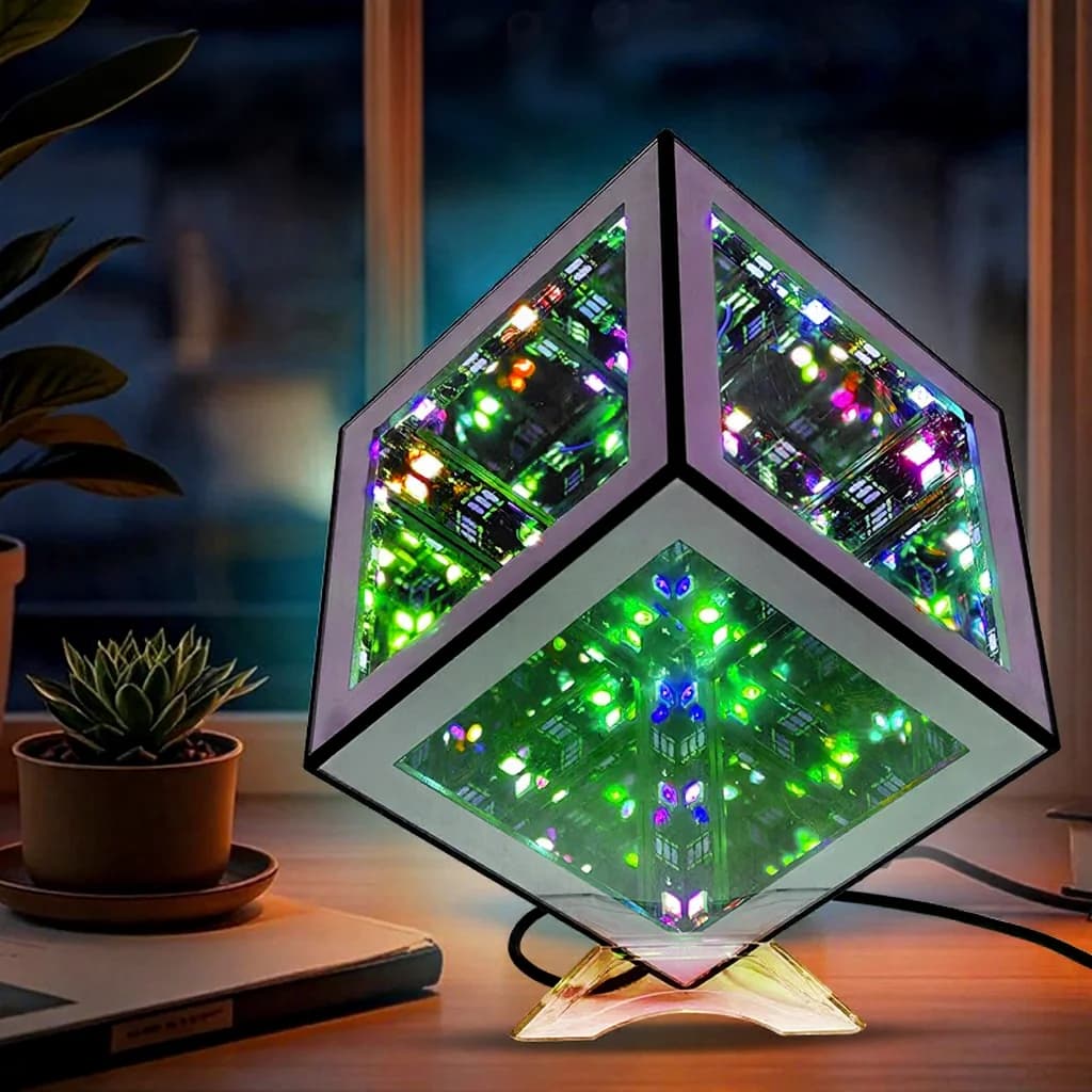3D neskončna kocka svetilka RGB ambientalna svetloba z načinom odziva na zvok