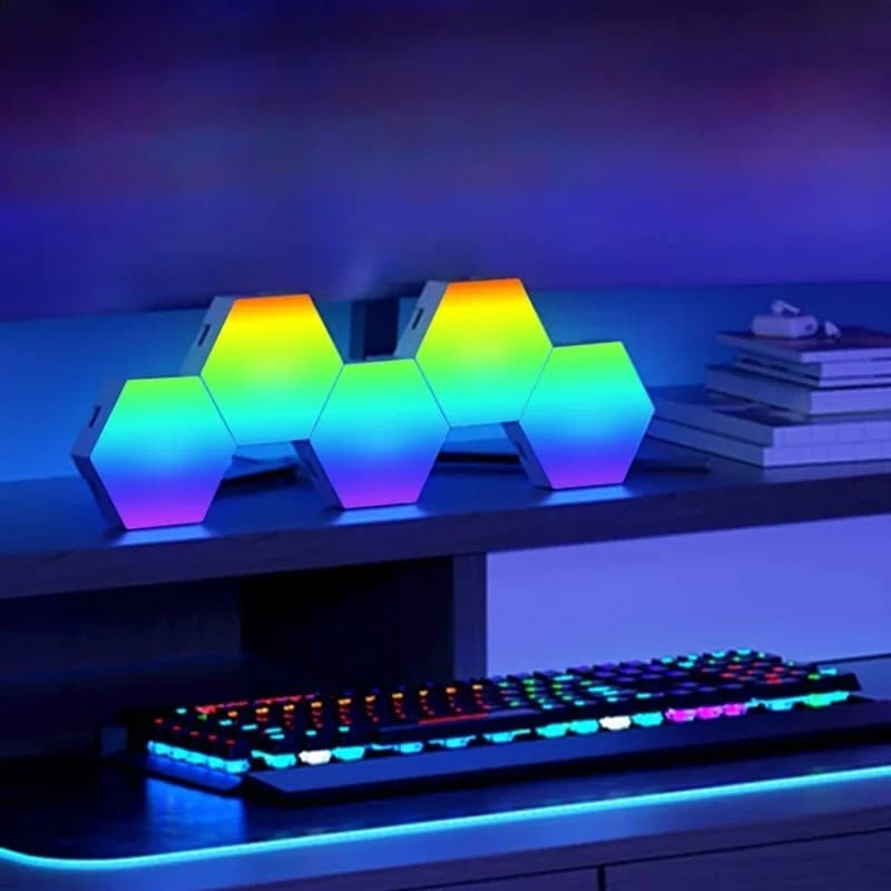 RGB hexagonalne svetlobne plošče, odzivne na zvok, z aplikacijo
