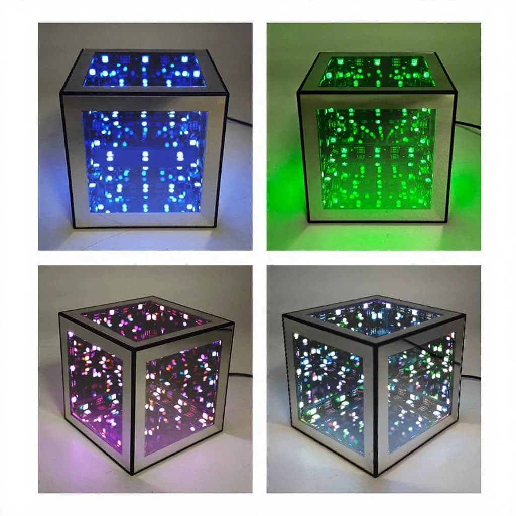 3D neskončna kocka svetilka RGB ambientalna svetloba z načinom odziva na zvok