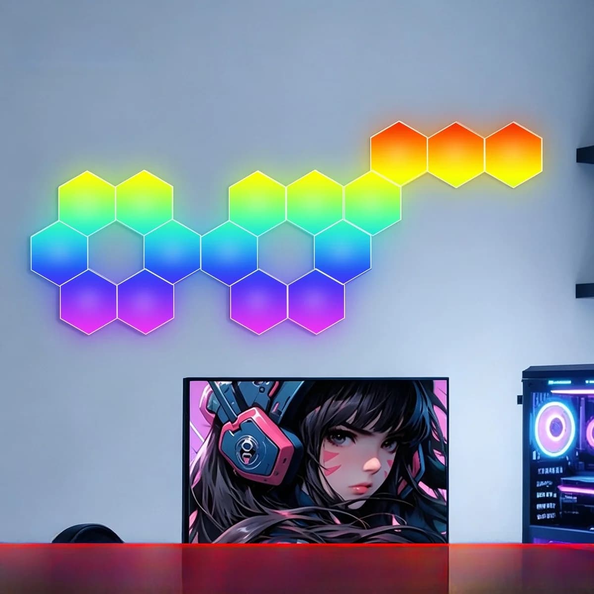 RGB hexagonalne svetlobne plošče, odzivne na zvok, z aplikacijo