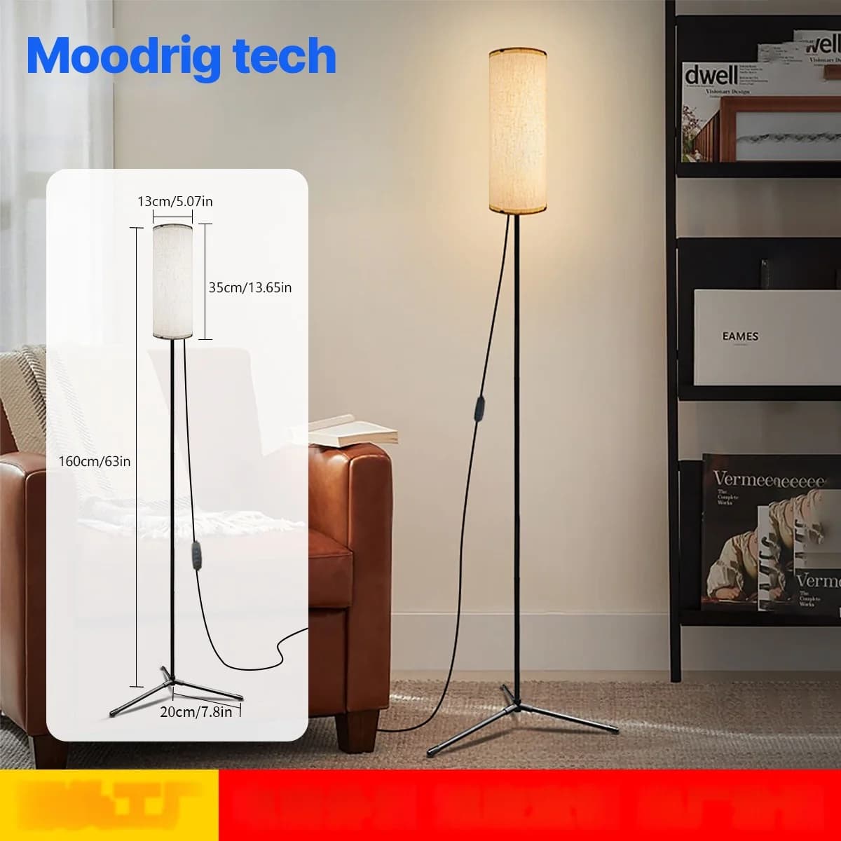 LED talna svetilka s tkaninskim senčilom, zatemnljiva tricolor svetloba