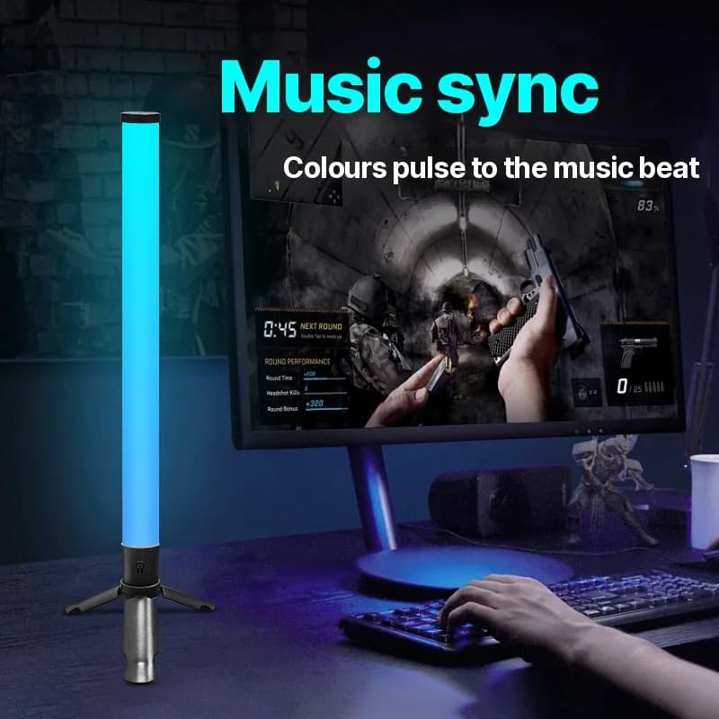 LED ambientalna svetilka s trinožcem, sinhronizacija z glasbo in RGB