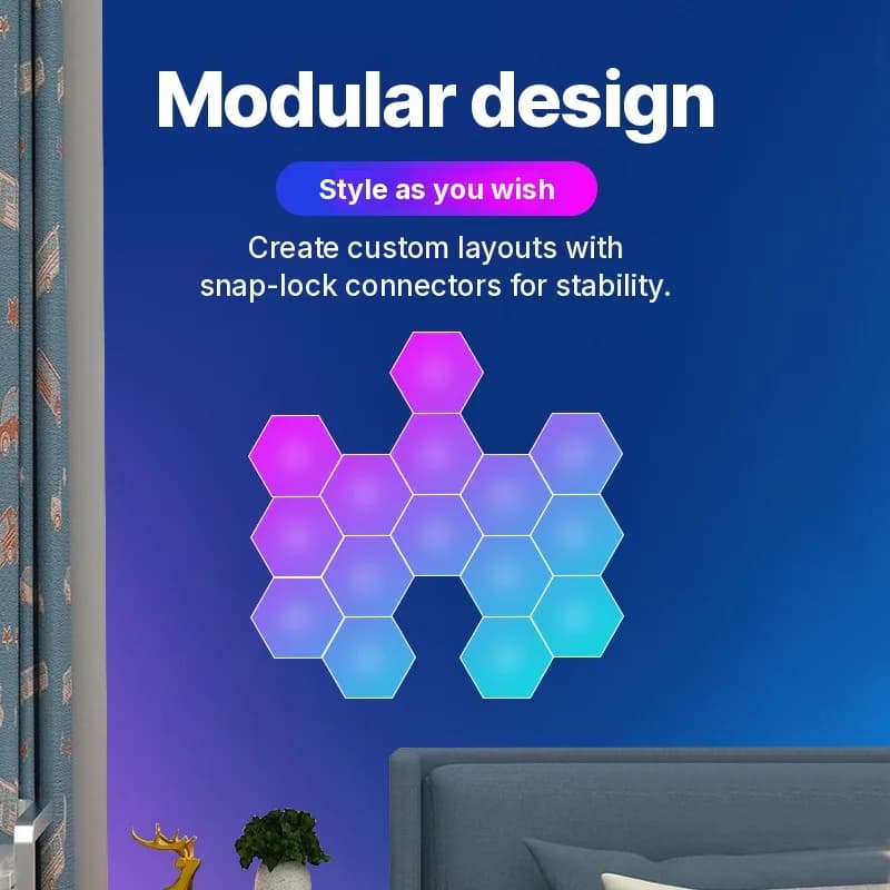RGB hexagonalne svetlobne plošče, odzivne na zvok, z aplikacijo