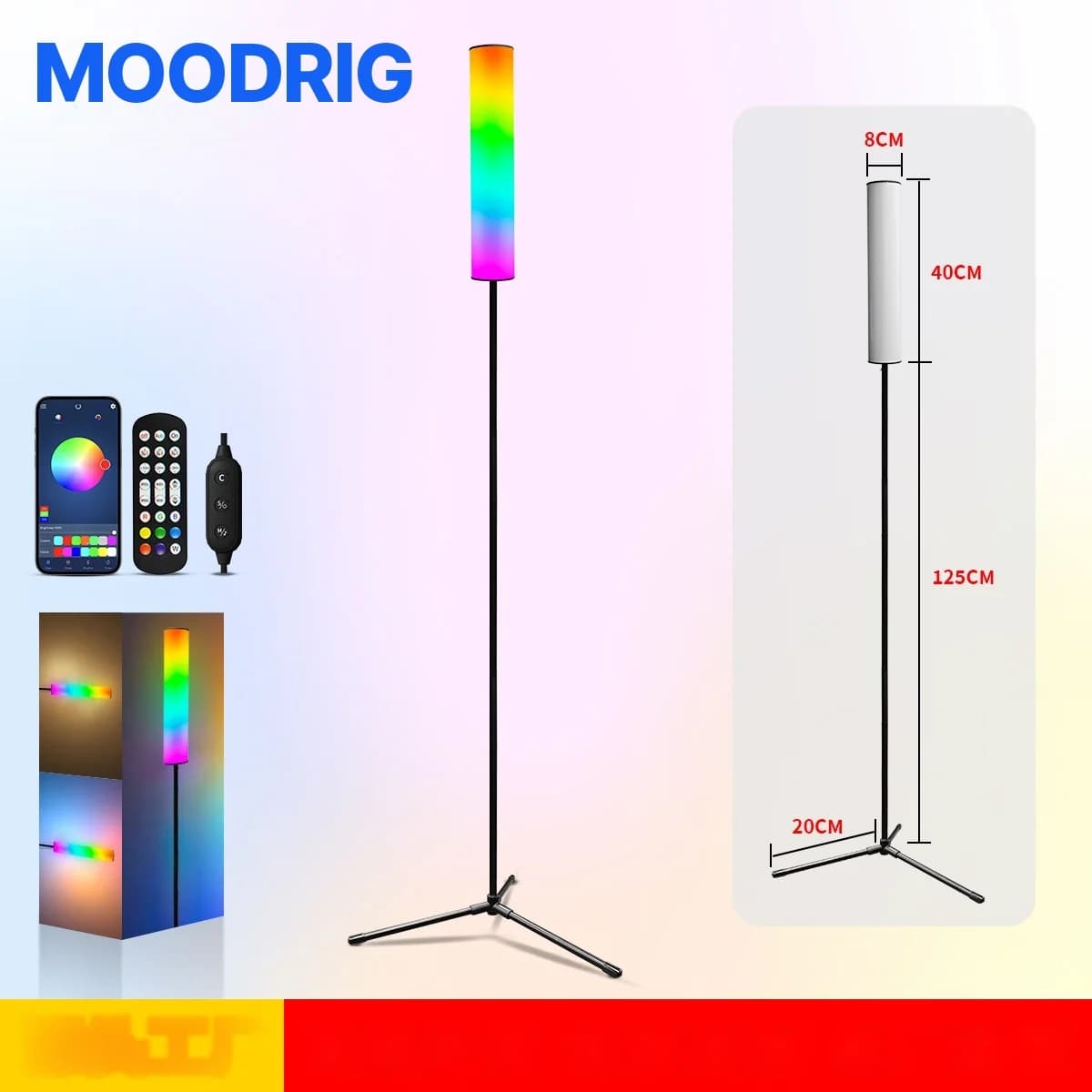 RGB LED talna svetilka na trinožcu z daljincem za spalnico in dnevno sobo