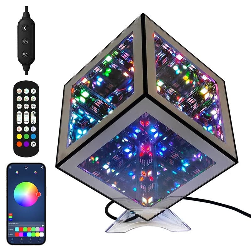 3D neskončna kocka svetilka RGB ambientalna svetloba z načinom odziva na zvok
