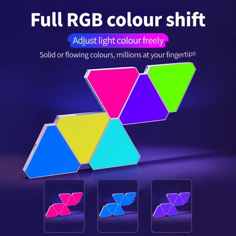 Pametna LED stenska svetilka Triangle RGB za ambientno osvetlitev in gaming