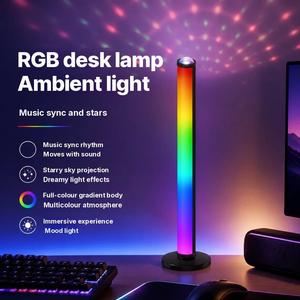 RGB projekcijska ambientna svetilka s sinhronizacijo glasbe in daljincem