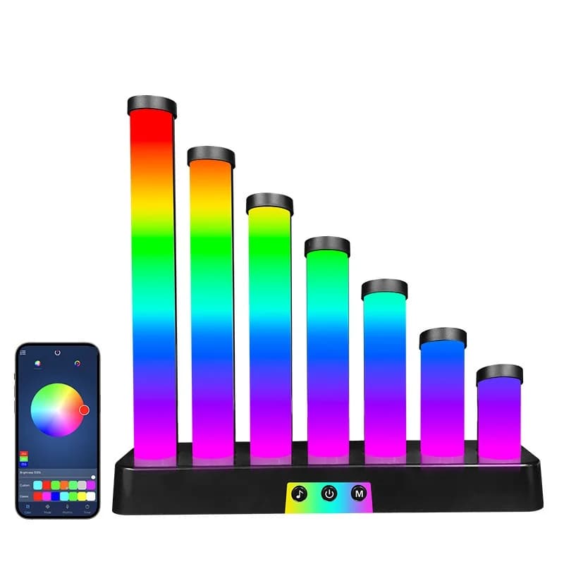 RGB LED namizna svetilka, odzivna na zvok, z upravljanjem prek aplikacije