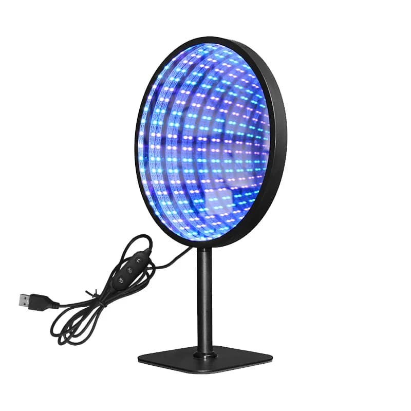 Okroglo akrilno ogledalo neskončnosti 3D svetloba globine USB RGB svetilka za ozračje
