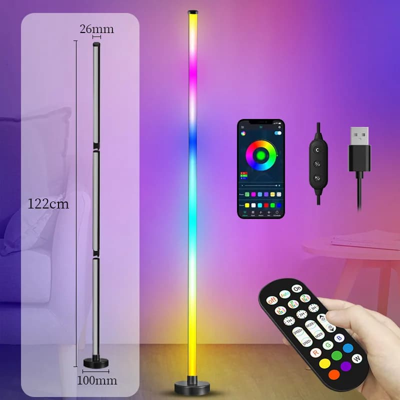 RGB LED kotna talna svetilka s sinhronizacijo z glasbo, upravljanjem prek aplikacije in daljinskega upravljalnika